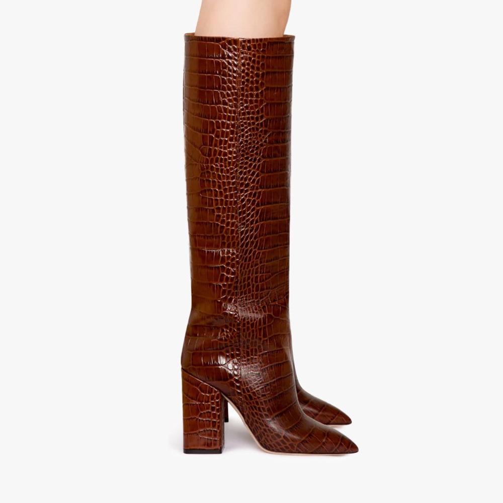 Paris Texas Brown Block Heel Boots